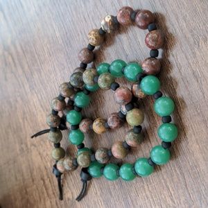 Set of 3 gemstone beaded power bracelets